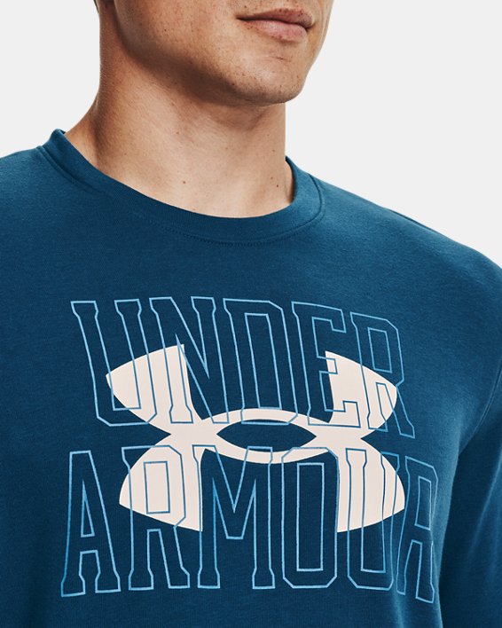 Men's UA Rival Terry Logo Crew in Blue image number 3